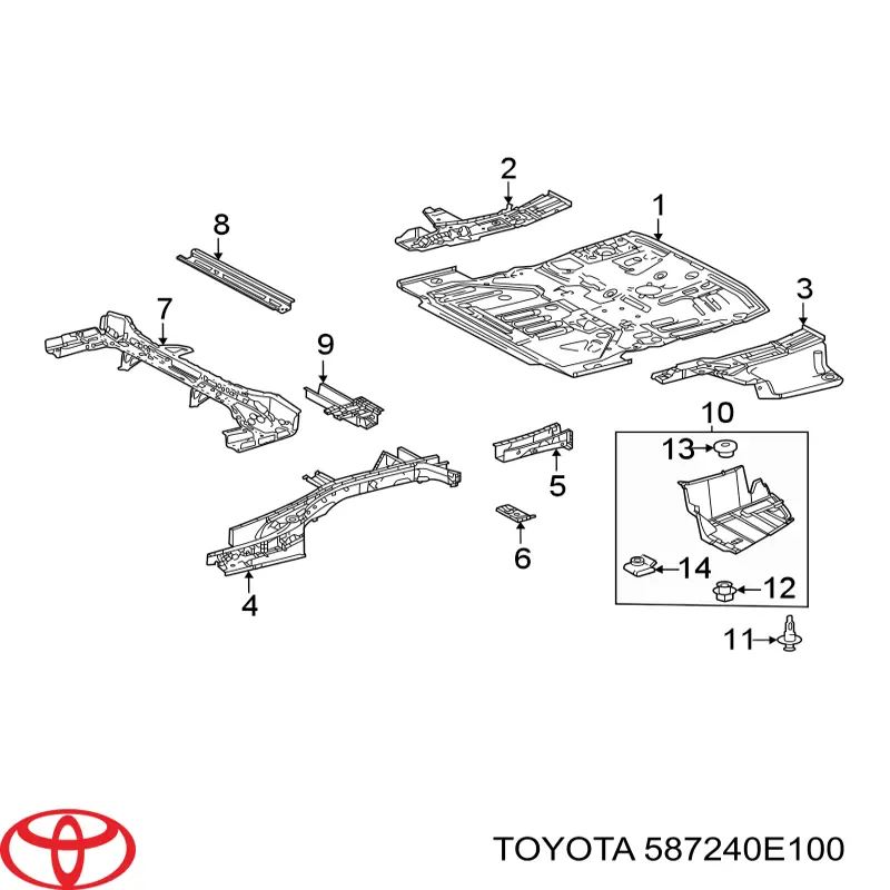 Захист двигуна, лівий Toyota 587240E100 ціна, від 69.68 USD