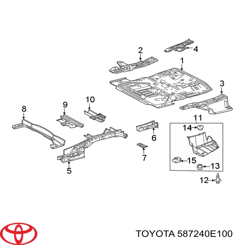 587240E100 Toyota Захист двигуна, лівий