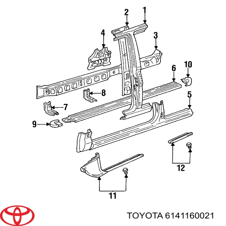 6141160021 Toyota Поріг зовнішній правий