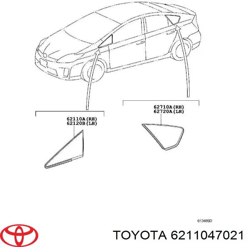 Скло трикутне дверей передніх правих Toyota 6211047021 ціна, від 64.05 USD