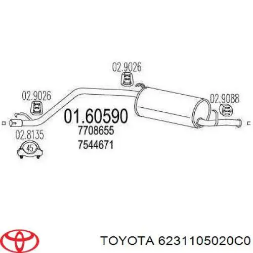 6231105020C0 Toyota Ущільнювач дверей передніх, правих (на кузові)