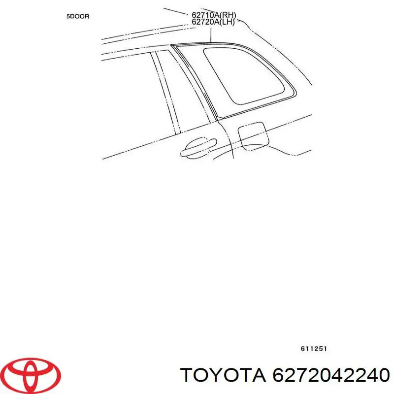 Скло багажника, ліве Toyota 6272042240 ціна, від 81.07 USD