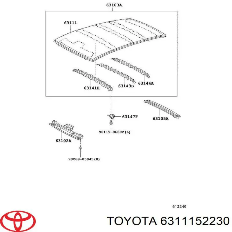 Дах кабіни в зборі Toyota 6311152230 ціна, від 124.16 USD