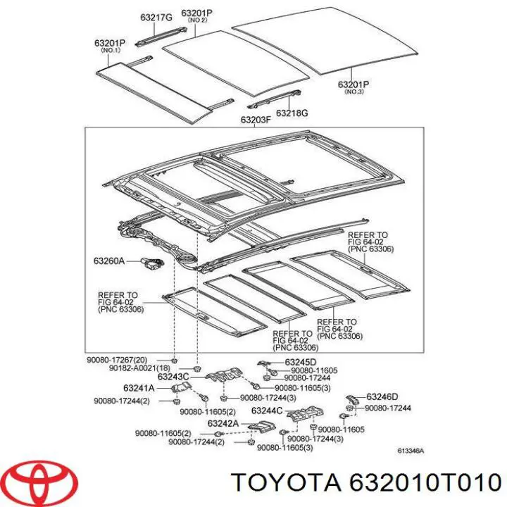 Кришка люка даху передня 632010T010 Toyota