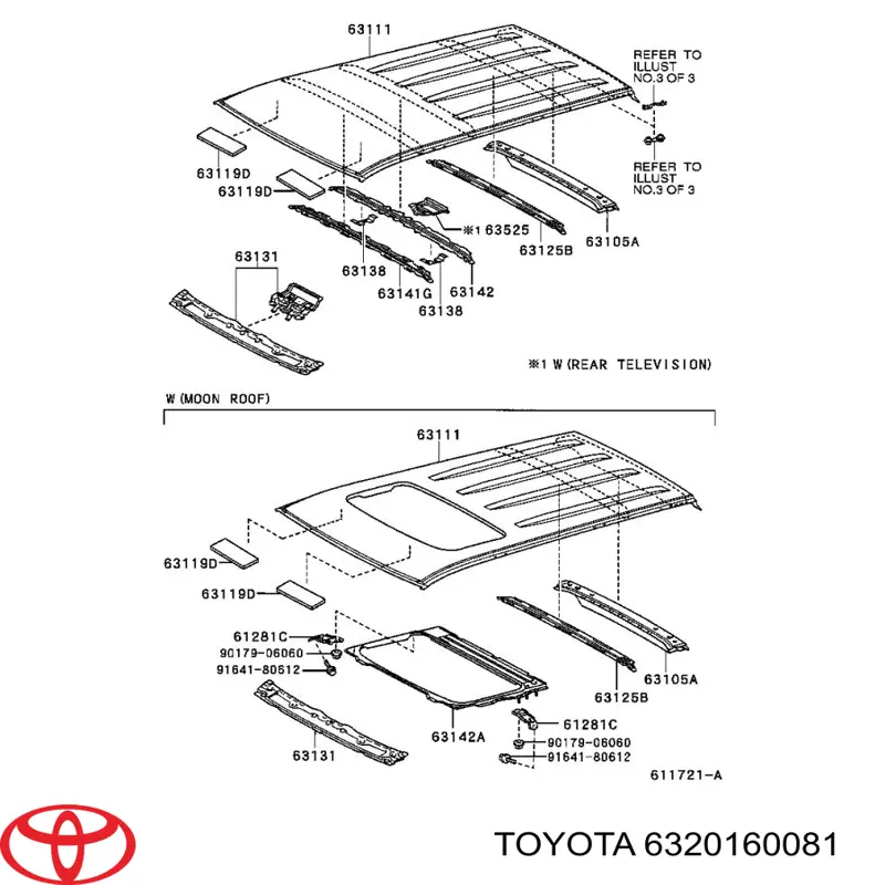 Скло люка даху Toyota 6320160081 ціна, від 361.34 USD