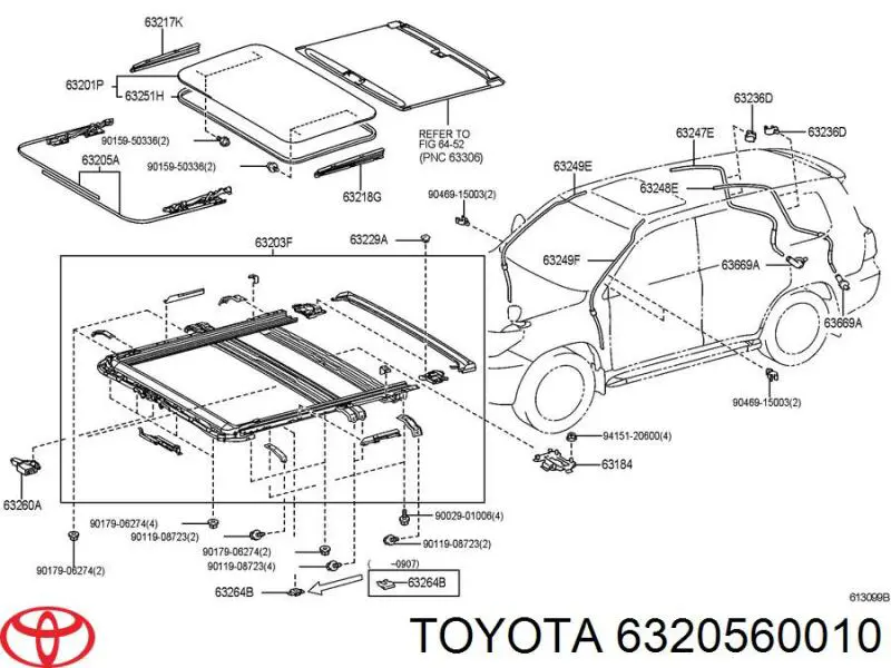 Трос люка даху Toyota 6320560010 ціна, від 259.70 USD