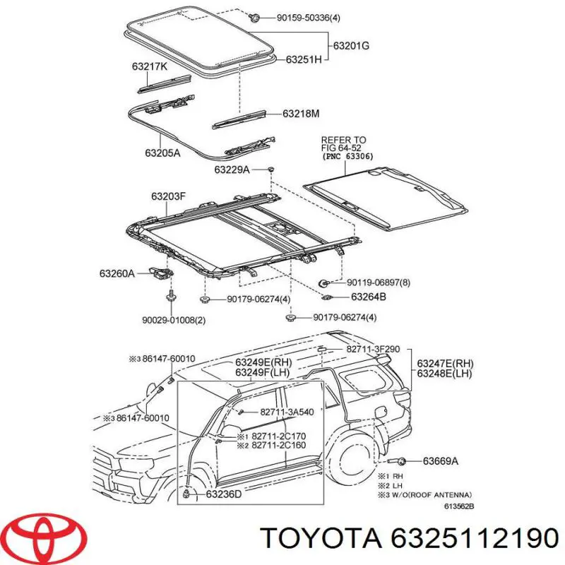 Купити 6325112190 Toyota Ущільнювач люка даху
