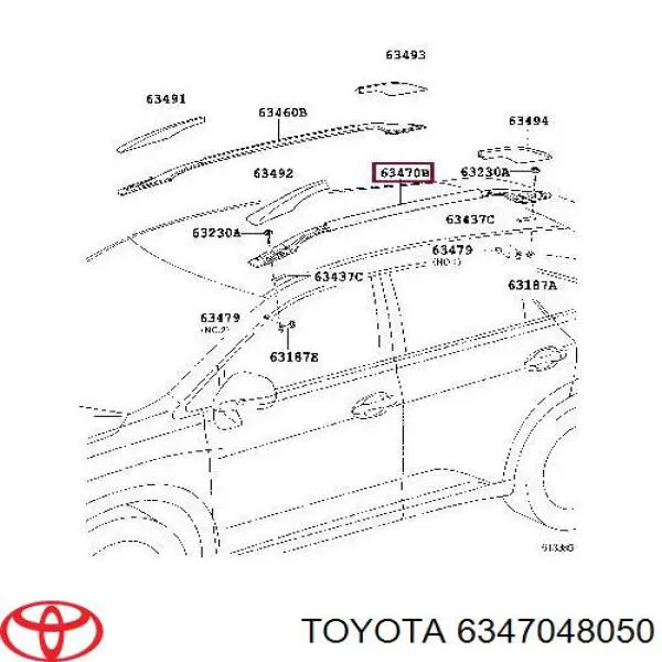Купити 6347048050 Toyota Рейлінг даху лівий