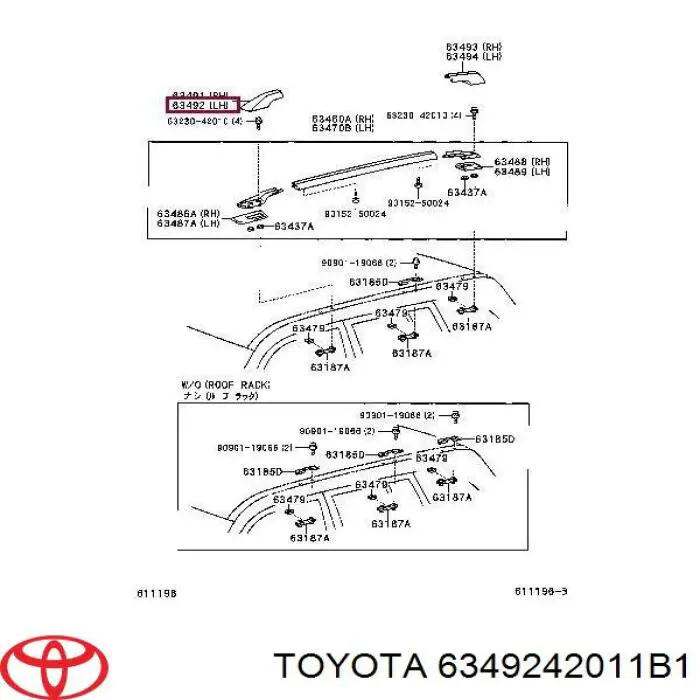 Заглушка рейки/рейлинга багажника даху, передня ліва Toyota RAV4 2 (XA2) (Тойота Рав4)