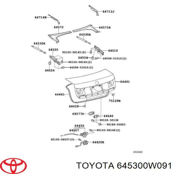 Купити 645300W091 Toyota Амортизатор двері багажника
