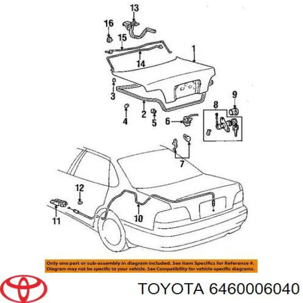 Купити 6460006040 Toyota Замок 3/5-х дверей, задній
