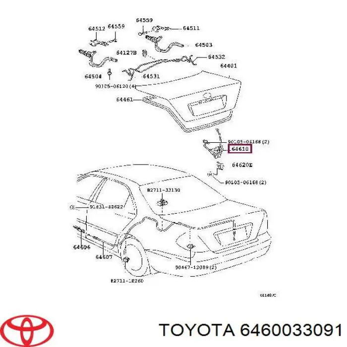6460033091 Toyota замок кришки багажника/задньої 3/5-ї двері, задній