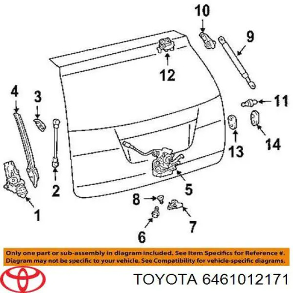 6461012171 Toyota Замок п'ятих дверей