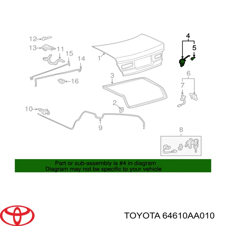 Замок дверей багажника Toyota 64610AA010 ціна, від 25.34 USD