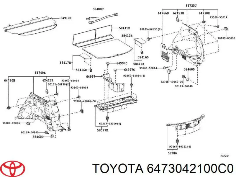 6473042100C0 Toyota Облицювання багажного відсіку, праве