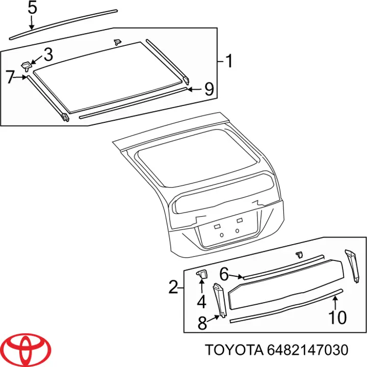 Скло заднє, 3/5-й двері (ляди) 6482147030 Toyota