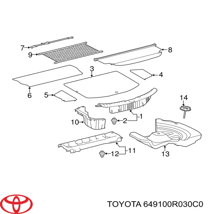 649100R030C0 Toyota Шторка двері багажного відсіку