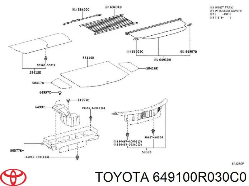 Шторка двері багажного відсіку Toyota 649100R030C0 ціна, від 101.52 USD