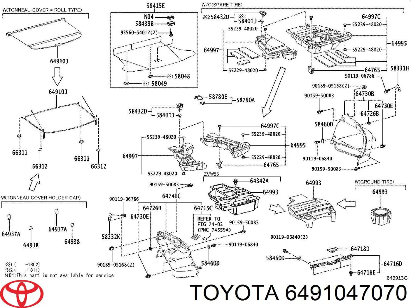 Шторка двері багажного відсіку Toyota 6491047070 ціна, від 101.24 USD