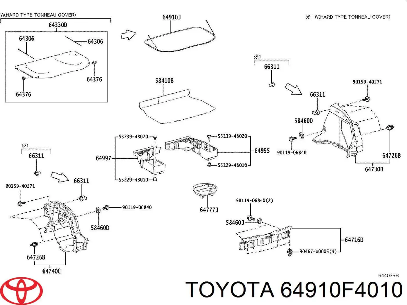64910F4010 Toyota Полка салону, ззаду (багажного відсіку)