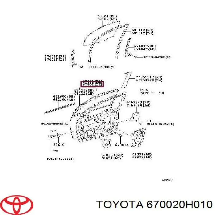 670020H010 Toyota Дверь передня ліва