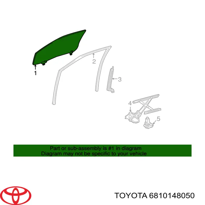 Скло передньої правої двері Toyota 6810148050 ціна, від 56.43 USD