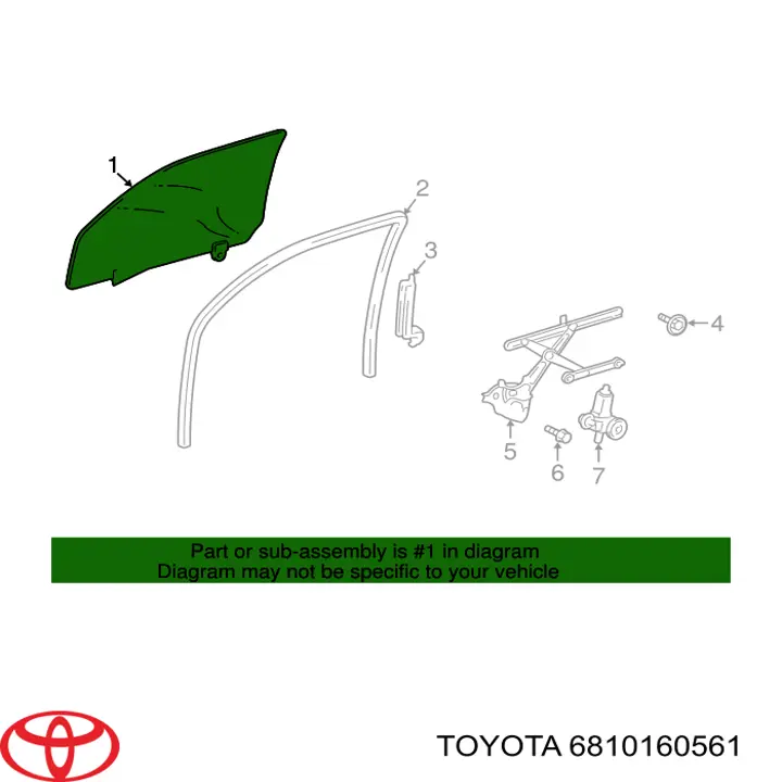 Скло передніх дверей, правою Toyota Land Cruiser (J200) (Тойота Ленд крузер)