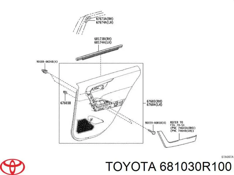 Скло заднє праве Toyota 681030R100 ціна, від 94.13 USD