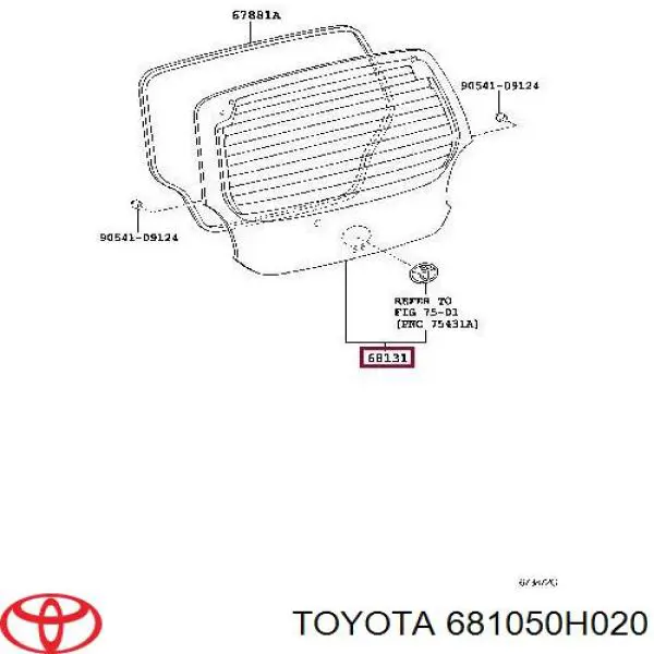 Скло кришки багажника Toyota 681050H020 ціна, від 680.97 USD