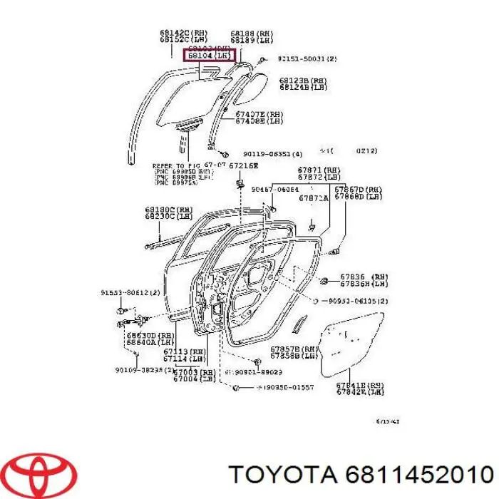 Скло задньої двері лівої Toyota Yaris (P10) (Тойота Яріс)