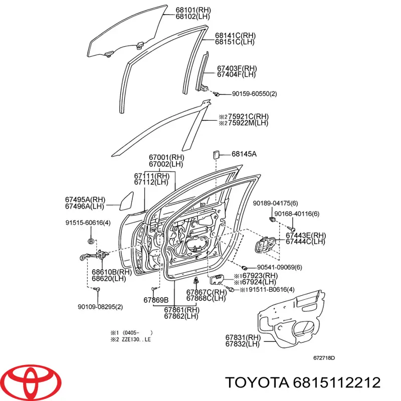 6815112211 Toyota направляюча скла рамки двері, переднього ліва