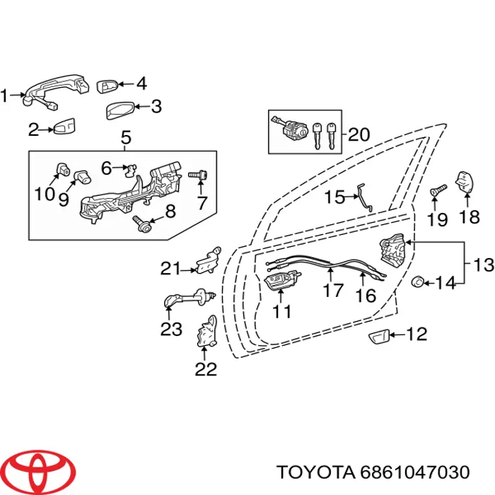 6861047030 Toyota Обмежувач відкриття дверей, передній