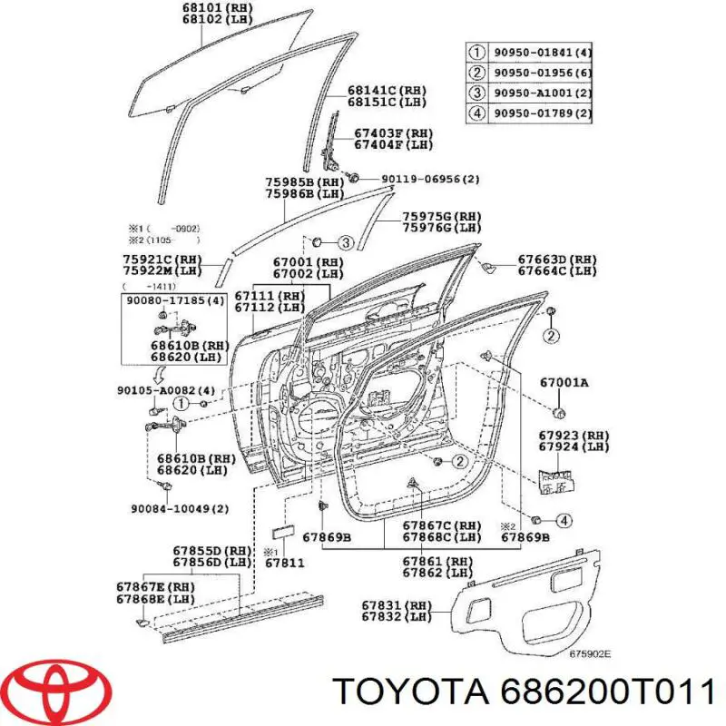 686200T011 Toyota Обмежувач відкриття дверей, передній лівий