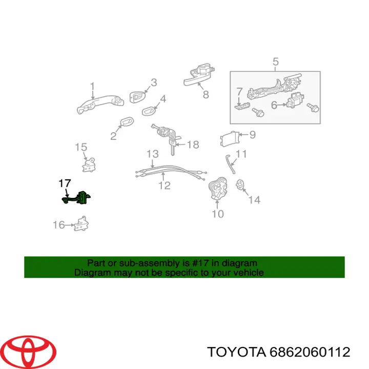 Обмежувач відкриття дверей, передній лівий Toyota 6862060112 ціна, від 49.17 USD