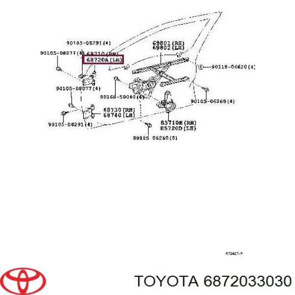 Петля передніх дверей, лівої 6872033030 Toyota