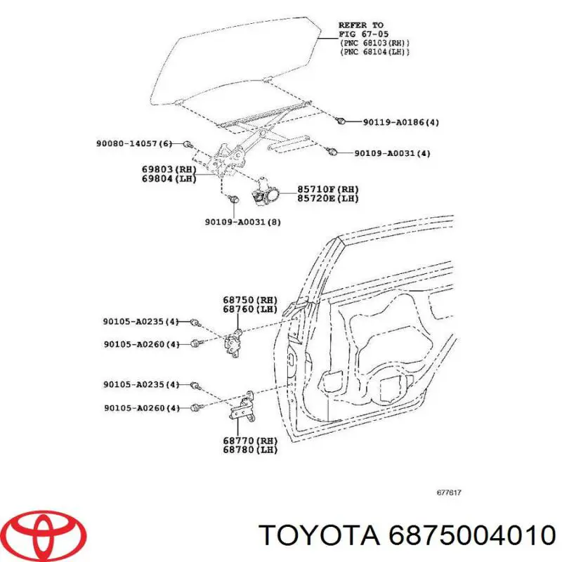 6875004010 Toyota Петля заднтої двері, правої