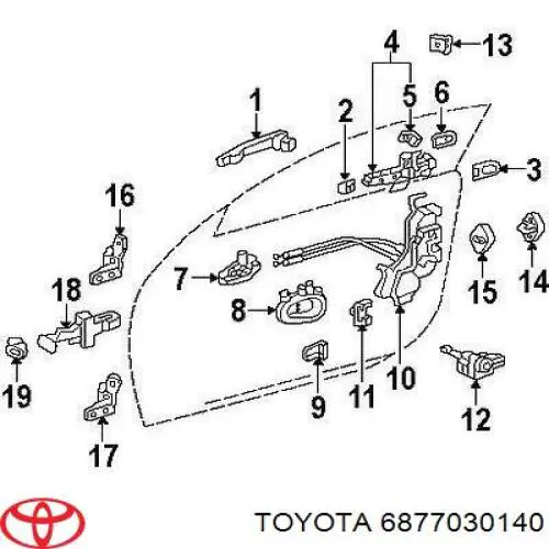 Купити 6877030140 Toyota Петля передніх дверей права