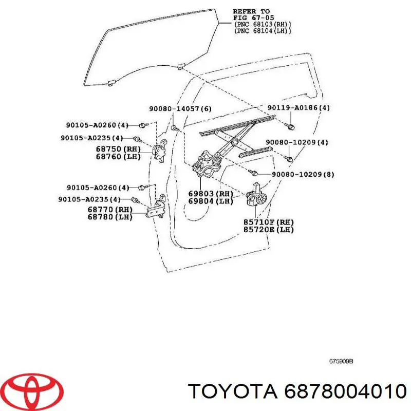 Ручка передніхї лівих дверей Toyota 6878004010 ціна, від 10.13 USD