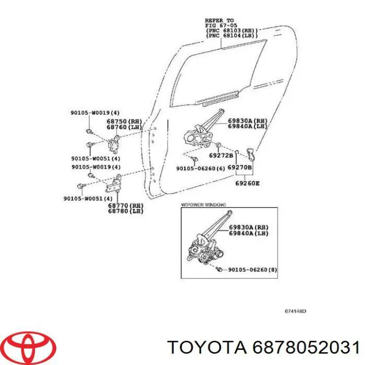 Купити 6878005020 Toyota Завіса дверей задніх лівих