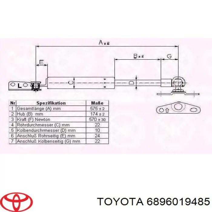 6896019485 Toyota амортизатор кришки багажника/ двері 3/5-ї задньої