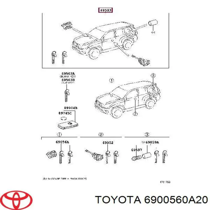 Личинки замків, комплект Toyota 6900560A20 ціна, від 56.43 USD