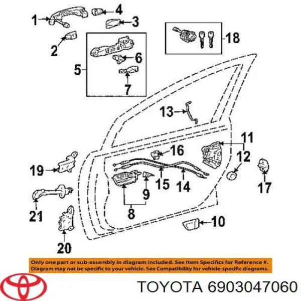 6903047060 Toyota Замок двері правої передньої