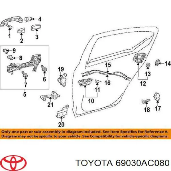 Купити 69030AC080 Toyota Замок дверки правої передньої