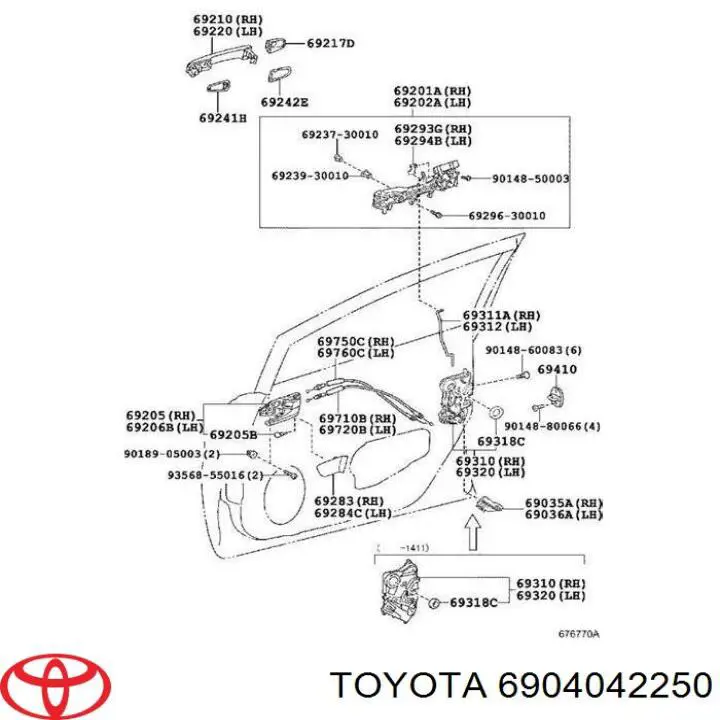 Замок передньої двері, лівої 6904042250 Toyota