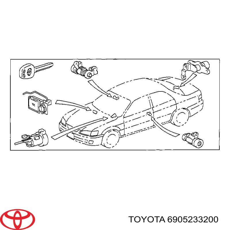 Лічинка замка водійських дверей Toyota 6905233200 ціна, від 12.67 USD