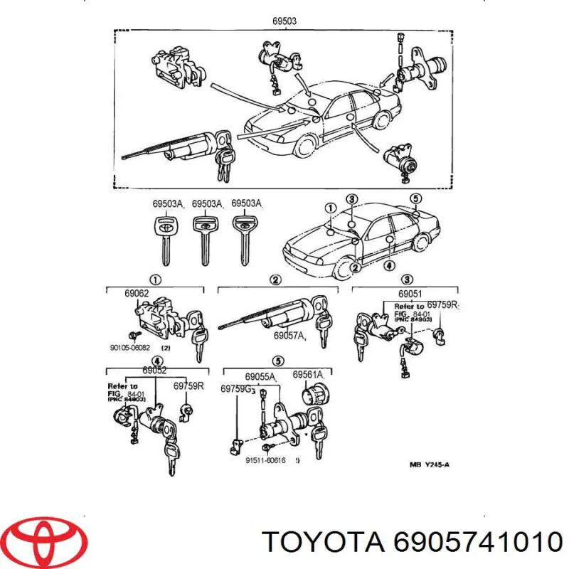 Личинка замка запалювання 6905748011 Toyota