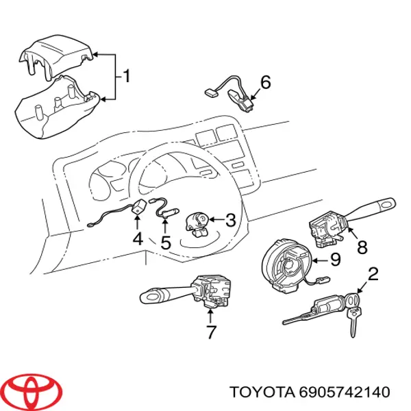 Личинка замка запалювання Toyota 6905742140 ціна, від 50.68 USD