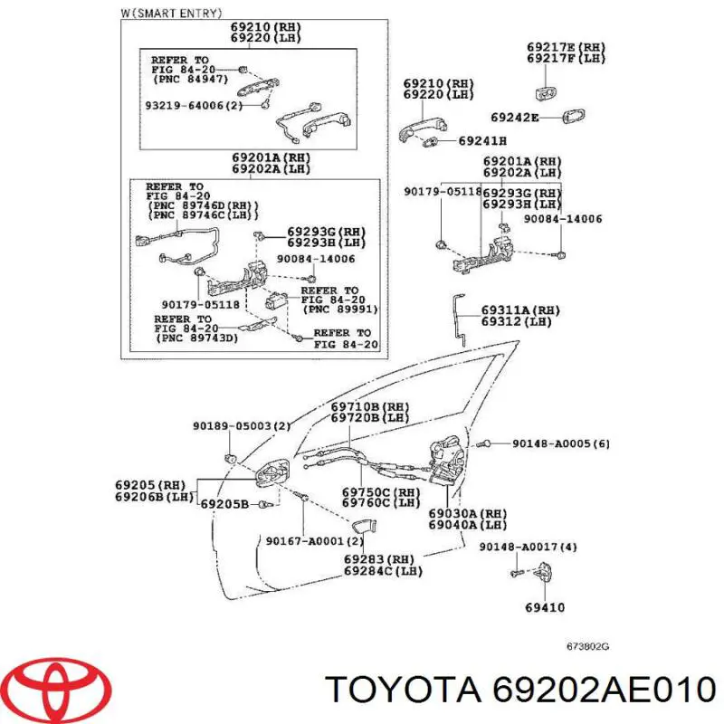 69202AE010 Toyota Тримач зовнішньої ручки дверей, передньої лівої