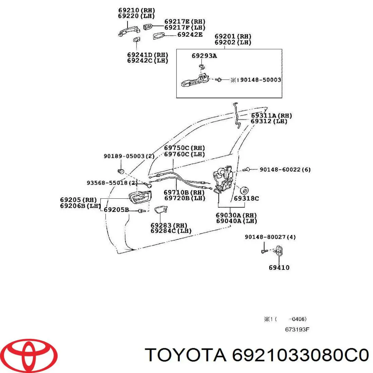 Ручка передніхї лівих дверей Toyota 6921033080C0 ціна, від 11.31 USD