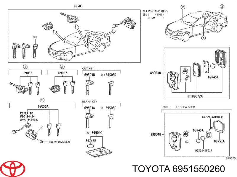 6951550260 Toyota ключ-заготівка